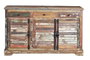 GINER Y COLOMER Aparador de madera reciclada multicolor con 3 puertas y 3 cajones